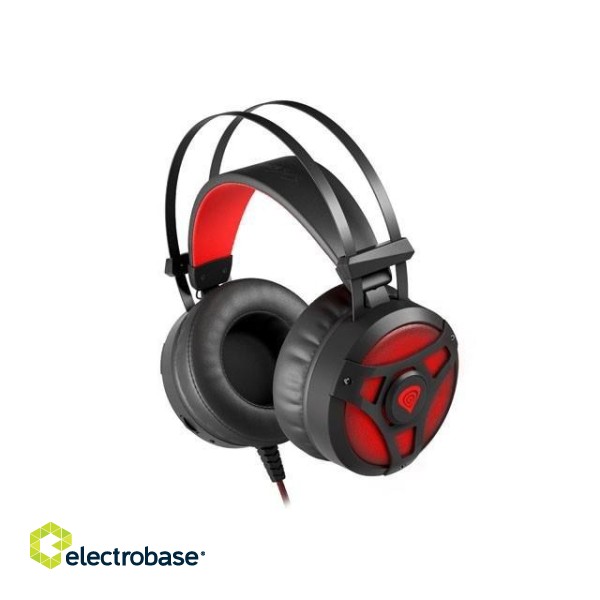 Natec Genesis Neon 360 Gaming Headphones With Microphone / LED / Vibration / Black-Red paveikslėlis 1