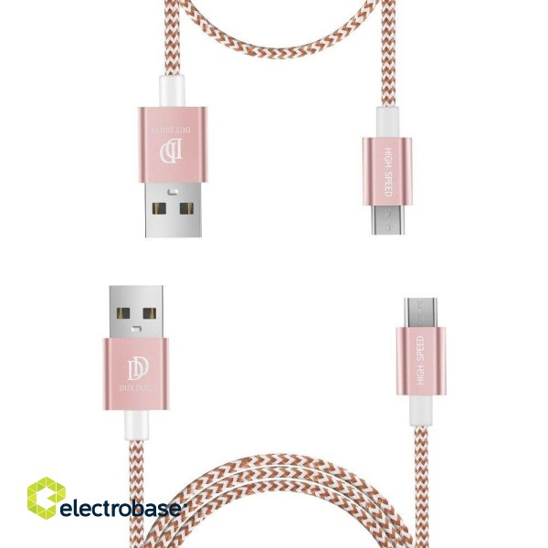 Dux Ducis KII Premium Micro USB Set Of 2 Material Data and Charging Cables 100 cm + 20 cm Pink image 1