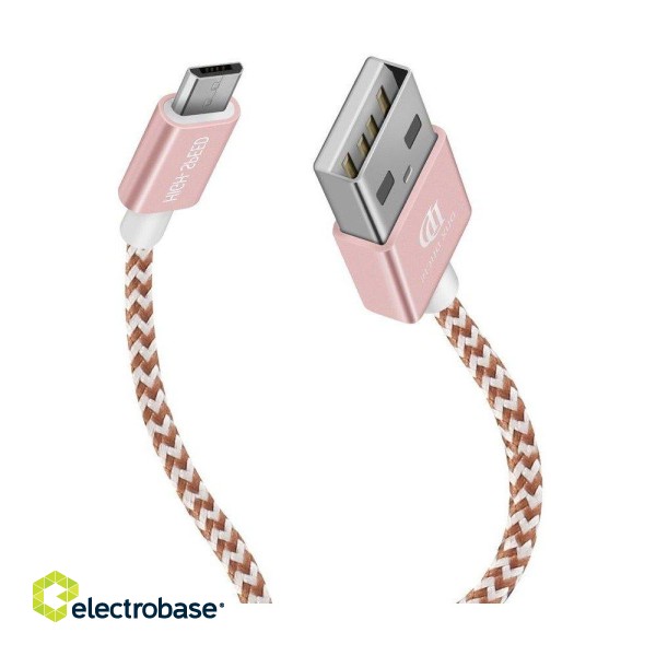 Dux Ducis KII Premium Micro USB Material Datu un Uzlādes Kabeļu Komplekts  No Izturīga Materiāla 100 cm + 20 cm Rozā image 2