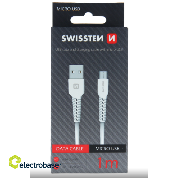 Swissten Basic Fast Charge 3A Micro USB Data and Charging Cable 1m White paveikslėlis 1
