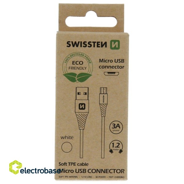 Swissten Eco Friendly Fast Charge 3A Micro USB Data and Charging Cable 1.2m