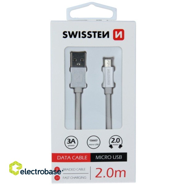 Swissten Textile Quick Charge Universāls Micro USB Datu un Uzlādes Kabelis 2m image 6
