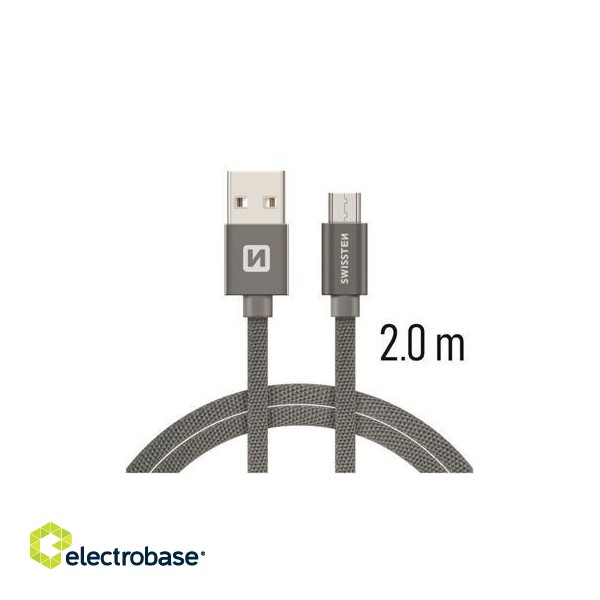 Swissten Textile Quick Charge Universal Micro USB Data and Charging Cable 2m image 1
