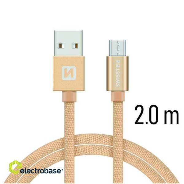 Swissten Textile Quick Charge Universal Micro USB Data and Charging Cable 2m image 1