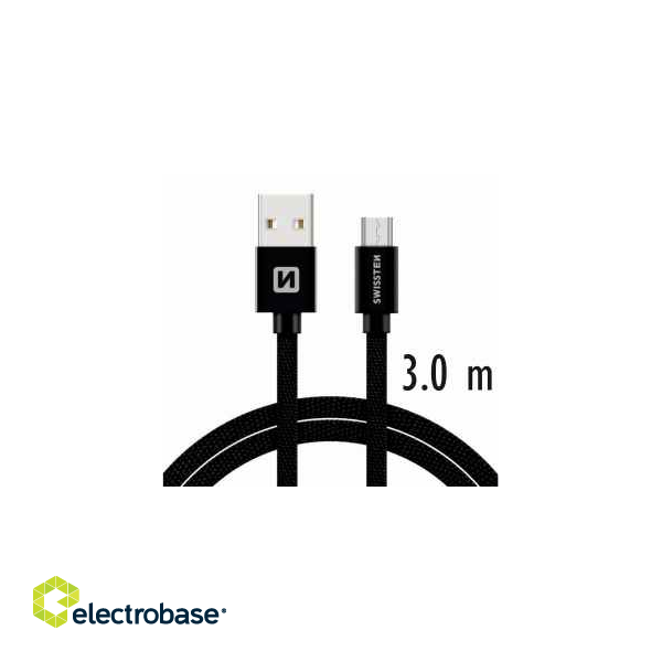 Swissten Textile Quick Charge Universal Micro USB Data and Charging Cable 3m image 1