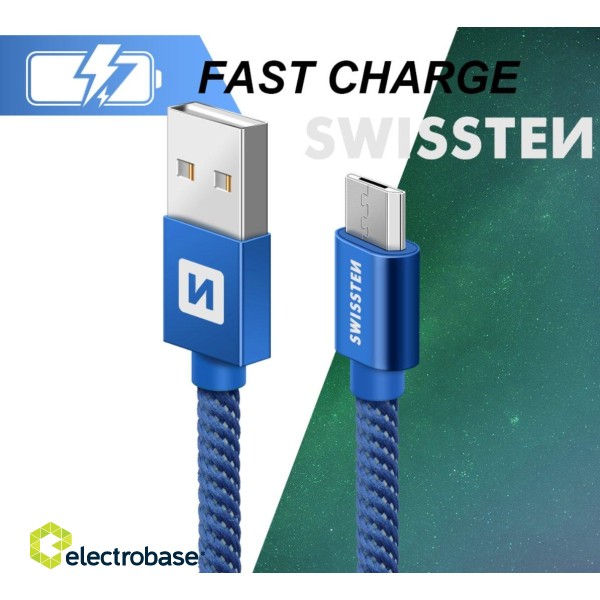 Swissten Textile Universal Micro USB Data and Charging Cable 2m image 3