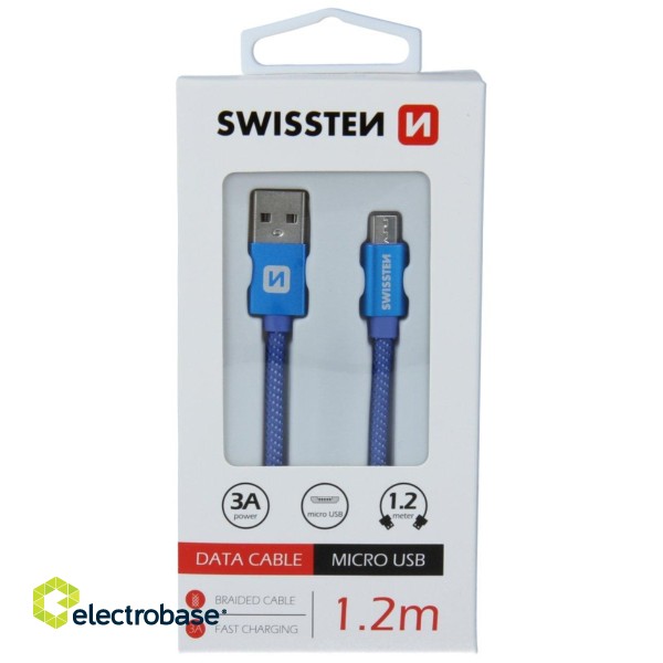 Swissten Textile Universāls Micro USB Datu un Uzlādes Kabelis 1.2m image 6