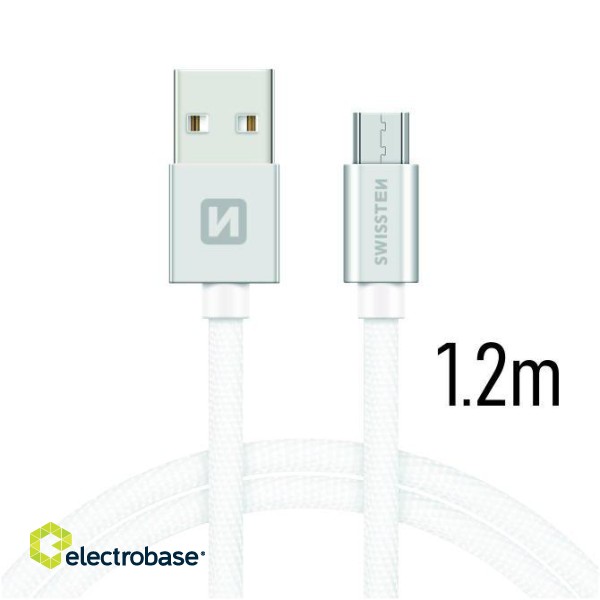 Swissten Textile Universāls Micro USB Datu un Uzlādes Kabelis 1.2m image 1