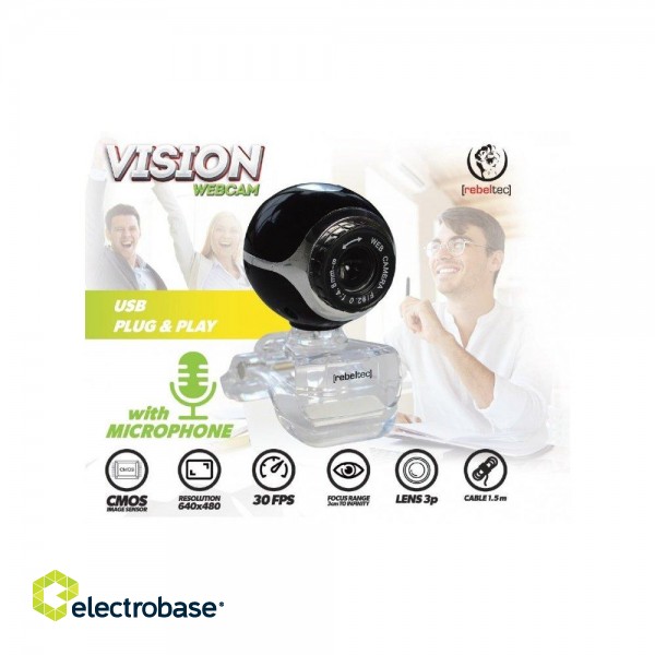 Rebeltec Vision Webcam with Microphone Black image 3