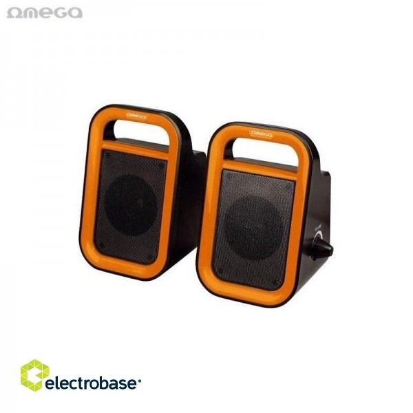 Omega OG119BO Stereo Multimedia Desktop Speakers 2x 3W Orange with 3.5mm Audio / USB Power image 1