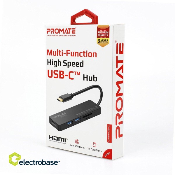 PROMATE LinkHub-C USB-C to HDMI 4K / 2X USB 3.0 / SD paveikslėlis 4