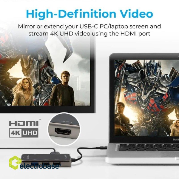 PROMATE PrimeHub-Lite USB-C Multimedia Hub / 4K HDMI / USB3.0 / SD / PD фото 3