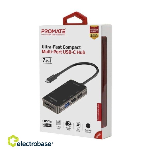PROMATE PrimeHub-Lite USB-C Multimedia Hub / 4K HDMI / USB3.0 / SD / PD image 5