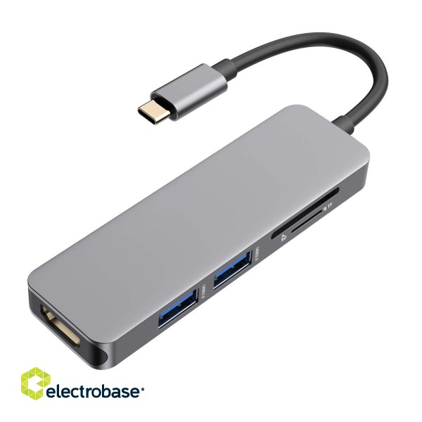 RoGer USB-C Hub 5in1 USB 3.0 x2 / HDMI / SD card reader / TF card reader image 1