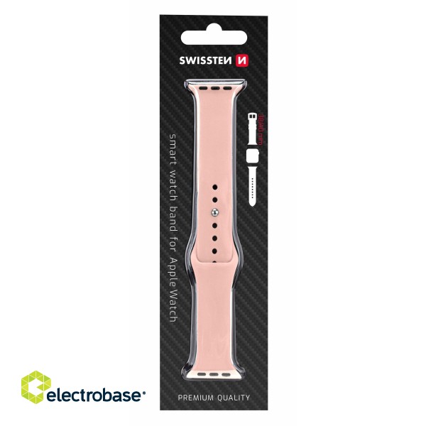 Swissten Silicone Band for Apple Watch 1/2/3/4/5/6/SE / 38 mm / 40 mm / Pink paveikslėlis 2