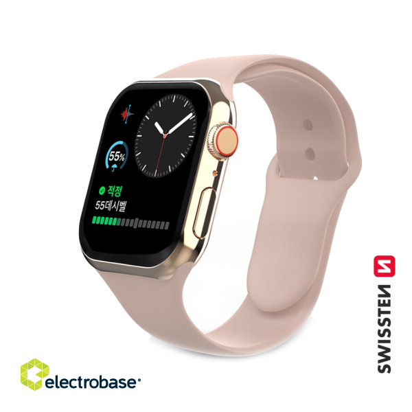 Swissten Cиликоновый Pемешок для Apple Watch 1/2/3/4/5/6 / SE / 42 мм / 44 мм / розовый фото 1