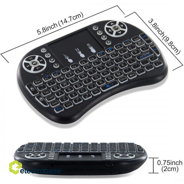 RoGer Q8 Wireless Mini Keyboard For PC / PS3 / XBOX 360 / Smart TV / Android + TouchPad Black (With RGB Backlight) image 4