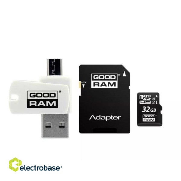 Goodram MicroSD class 10 UHS I 32GB Memory card + Card reader image 2