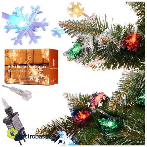 RoGer LED Lights Snowflake Chain 10m / 100LED Multicolor paveikslėlis 1