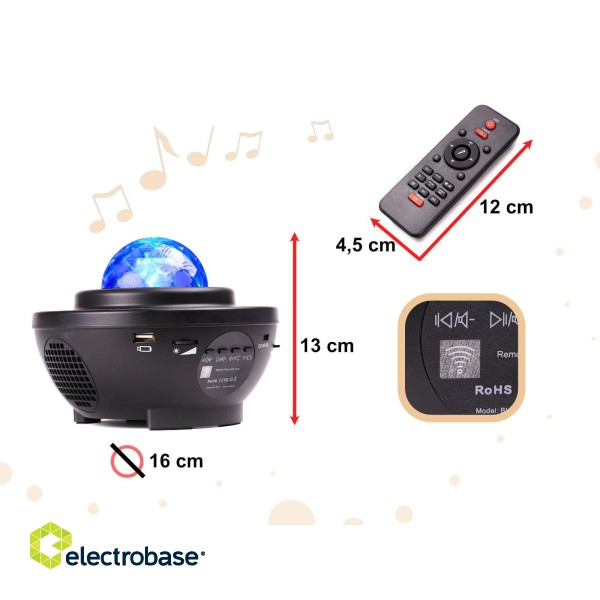 RoGer Rotating Star Projector / Bluetooth Speaker / LED / with Remote Control image 3