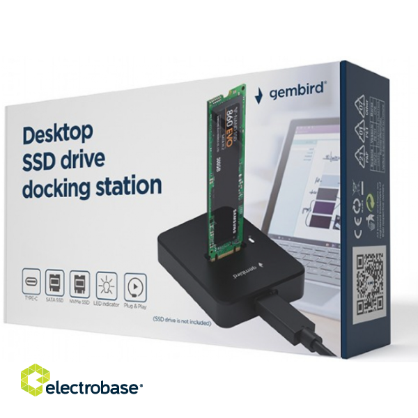 Gembird DD-U3M2 Docking Station USB Type-C / M.2 SATA & NVME /  SSD Drive paveikslėlis 3