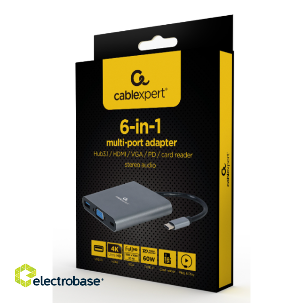 Gembird USB Type-C Multi-Port Adapter + Card Reader image 2