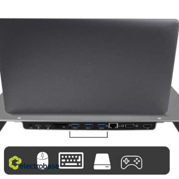 Swissten Multifunctional USB-C Laptop Docking Station / HDMI / USB 3.0 / 2x USB-C / RJ45 / SD / Micro SD / VGA / Audio image 3