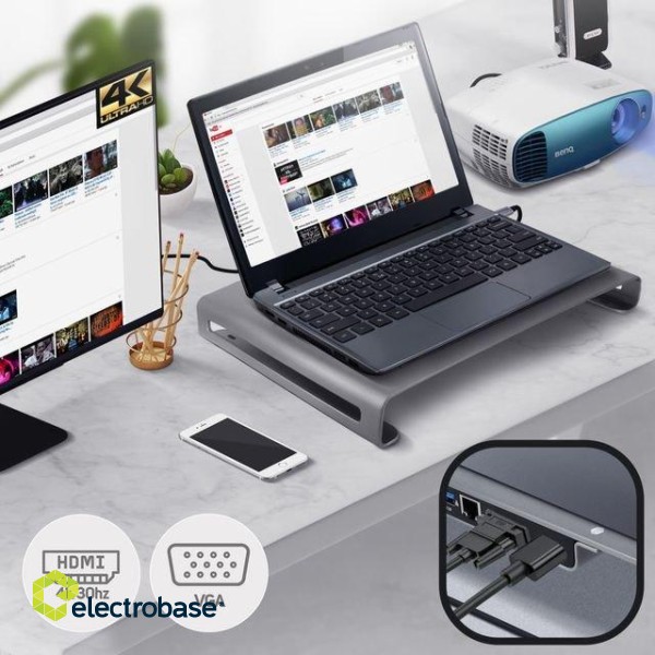 Swissten Multifunctional USB-C Laptop Docking Station / HDMI / USB 3.0 / 2x USB-C / RJ45 / SD / Micro SD / VGA / Audio image 6