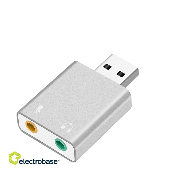 RoGer USB Audio karte ar mikrofona ieeju / Virtual 7.1 / sudraba image 1