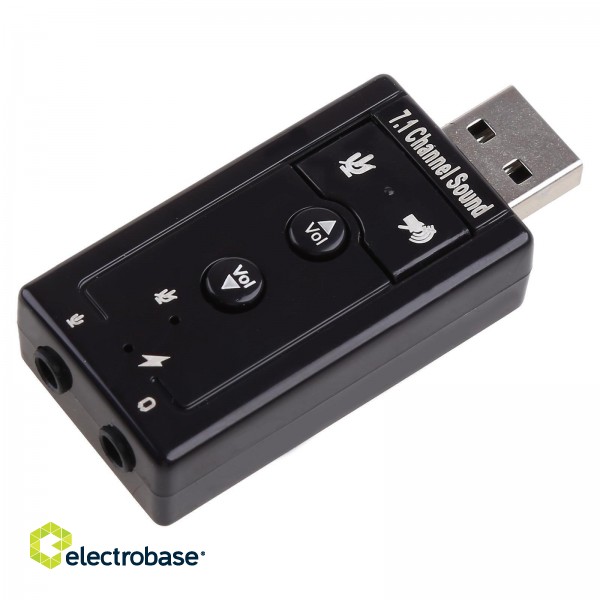RoGer USB Audio karte ar mikrofona ieeju / Virtual 7.1 / sudraba image 2