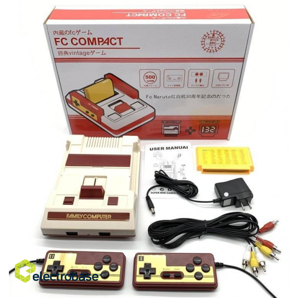 RoGer RS35 Compact Vintage FC  Gamin console / 132 Retro 8-bit games / 2x Gamepads image 6