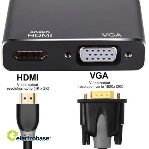 RoGer DisplayPort to HDMI + VGA Adapter v1.4 / 4K@30Hz image 2