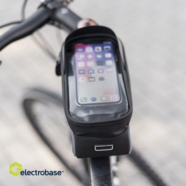 Mocco Ūdensnecaurlaidīga velosipēda rāmja soma ar ekranētu tālruņa turētāju image 3