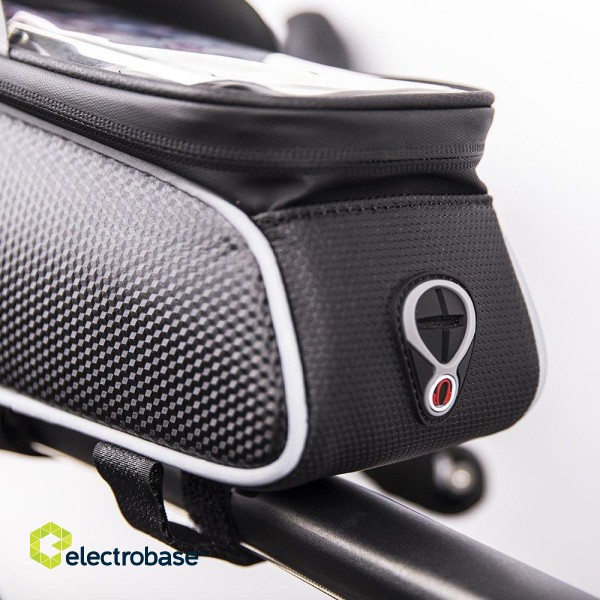 Mocco Ūdensnecaurlaidīga velosipēda rāmja soma ar ekranētu tālruņa turētāju image 3