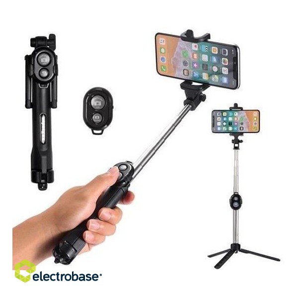 RoGer Selfie Stick + Tripod Stand with Bluetooth Remote Control image 1