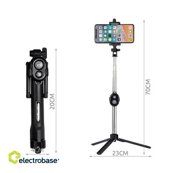 RoGer Selfie Stick + Tripod Statnis ar Bluetooth Tālvadības pulti image 5