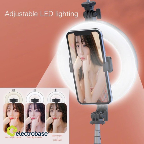 RoGer V3 Universāls Selfie Stick ar 3 toņu LED lampu  / Tripod Statnis / Bluetooth Tālvadības pults image 3