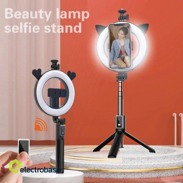 RoGer V3 Universāls Selfie Stick ar 3 toņu LED lampu  / Tripod Statnis / Bluetooth Tālvadības pults image 2
