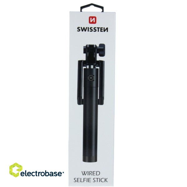 Swissten Wired Selfie Stick ar iebūvētu pogu statīvā image 6