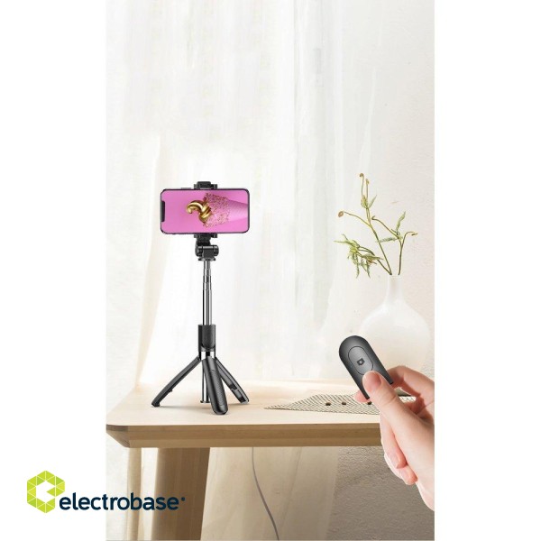 XO SS08 2in1 Selfie Stick + Tripod Telescopic Stand with Bluetooth Remote Control image 3