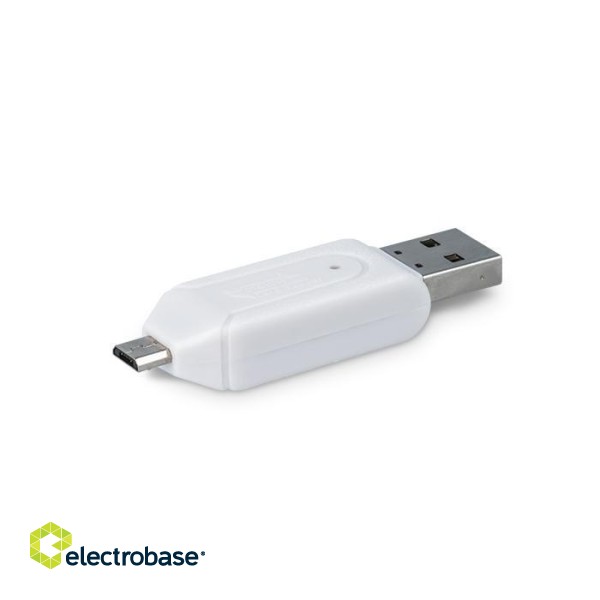 Forever USB + Micro USB Card Reader SD + MicroSD White paveikslėlis 2