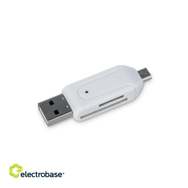 Forever USB + Micro USB Card Reader SD + MicroSD White paveikslėlis 3