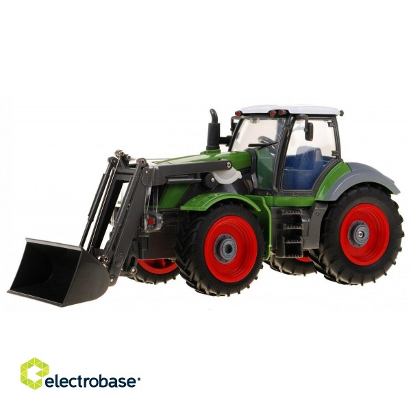 RoGer Green Lauksaimniecības traktors zaļš ar sarkanu piekabi 1:28 image 3