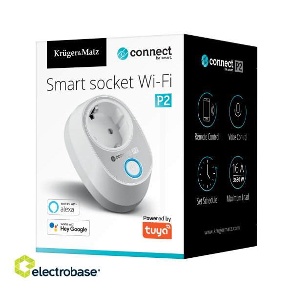 Kruger & Matz KM2200 smart WI FI socket plug / Google home / Alexa paveikslėlis 6