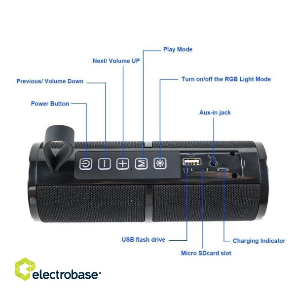 Wise Tiger A29 Беспроводная Bluetooth колонка 10W / IPX4 / FM / microSD / USB / 2400mAh фото 4