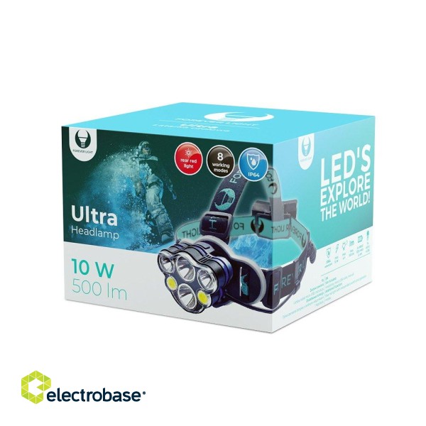 Forever Light LED Ultra Galvas Lukturis  / T6 / 2x 10W + XP-E 2x 3W / 500lm 2x 18650 / 1200mAh Li-Ion image 1