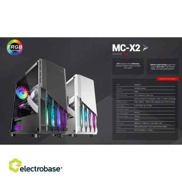 Mars Gaming MC-X2 Datora korpuss ATX / Steel Front / FRGB 2x FAN / Windows image 6