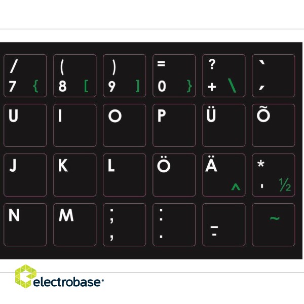 Mocco Наклейки для Клавиатуры ENG / EE С Водостойким Ламинатом Черные / Зеленые фото 2