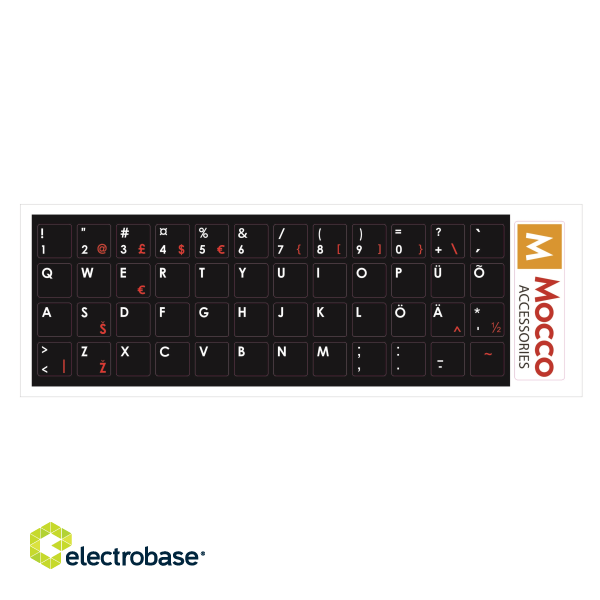 Mocco Keyboard Sticks ENG / EE With Laminated Waterproof Level Black / Red image 1