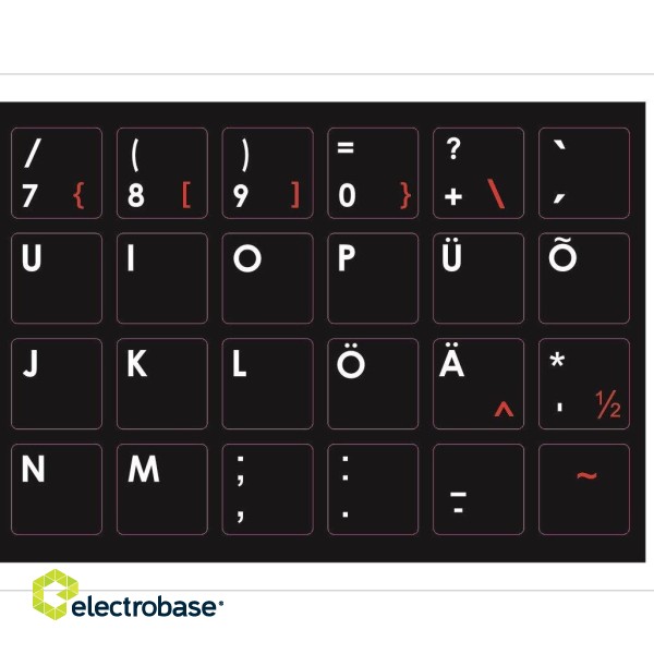 Mocco Keyboard Sticks ENG / EE With Laminated Waterproof Level Black / Red paveikslėlis 2